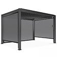 OVIALA - Pergola bioclimatique 3 x 4 m autoportée avec 3 stores gris - Athenes - vignette