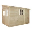 TIMBELA - TIMBELA M339  Abri de Jardin en Bois Naturel (sans paroi latérale) - H243xl216xL318 cm/6 m2 - vignette