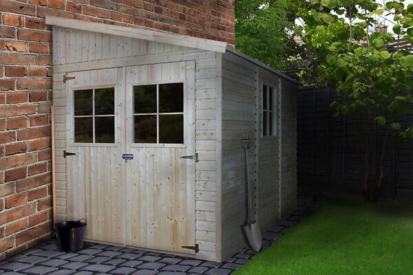 TIMBELA - TIMBELA M339  Abri de Jardin en Bois Naturel (sans paroi latérale) - H243xl216xL318 cm/6 m2 - large