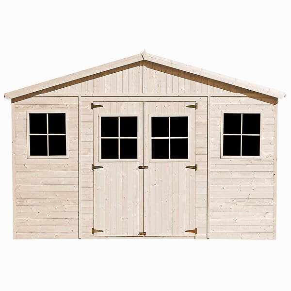 TIMBELA - Abri de Jardin en Bois Naturel - H246x418x318 cm/12 m² - M331 - large