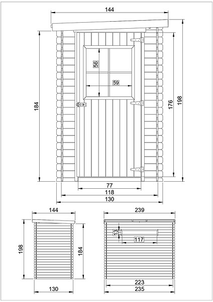 TIMBELA - Abri de jardin en bois - H198 x l239 x L144 cm / 2.63 m2 - M306 - large