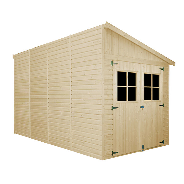 TIMBELA - Abri de Jardin en Bois Naturel (avec paroi latérale) - H244xl218xL416 cm/8 m2 - M340A - large