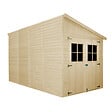 TIMBELA - Abri de Jardin en Bois Naturel (avec paroi latérale) - H244xl218xL416 cm/8 m2 - M340A - vignette