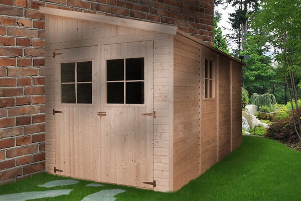 TIMBELA - Abri de Jardin en Bois Naturel (avec paroi latérale) - H244xl218xL416 cm/8 m2 - M340A - large