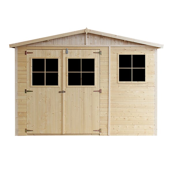 TIMBELA - Abri de Jardin en Bois Naturel - H226x318x220 cm / 6 m² - M334 - large