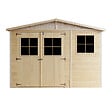 TIMBELA - Abri de Jardin en Bois Naturel - H226x318x220 cm / 6 m² - M334 - vignette