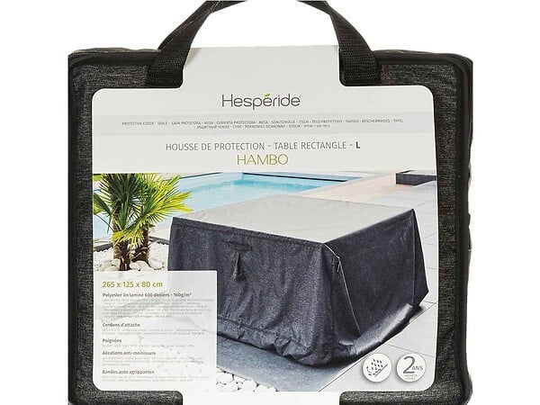 HESPERIDE - Housse pour table rectangulaire extérieure Hambo L gris - 265 x 125 x 80 cm - Hespéride - large