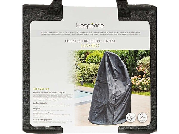 HESPERIDE - Housse pour loveuse/fauteuil suspendu Hambo gris - Ø 125 x 205 cm - Hespéride - large