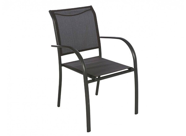 HESPERIDE - Ensemble repas table extensible alu 4/8 places Graphite + 8 fauteuils Piazza - Hespéride - large