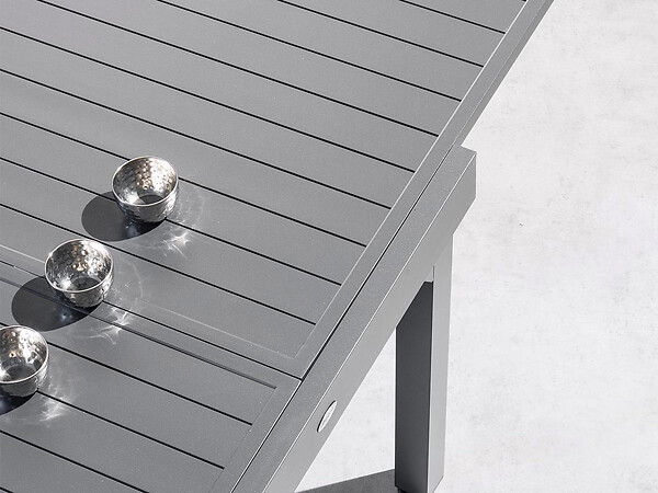 HESPERIDE - Ensemble repas table extensible alu 4/8 places Graphite + 8 fauteuils Piazza - Hespéride - large