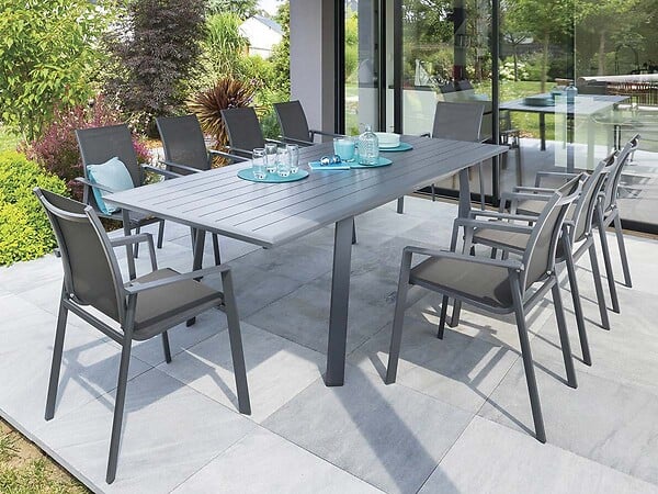 HESPERIDE - Table extensible rectangulaire alu Graphite Pavane - 6/10 places - Hespéride - large