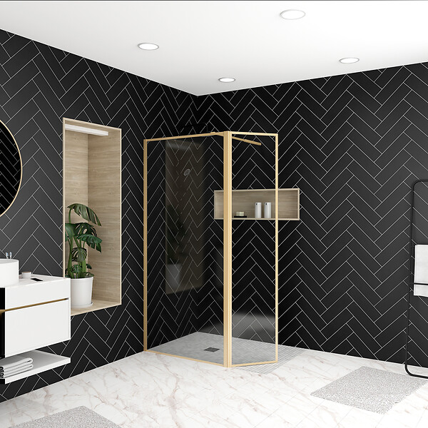 AURLANE - Paroi de douche AURLANE Golden Edge 90+40x200cm volet pivotant - large