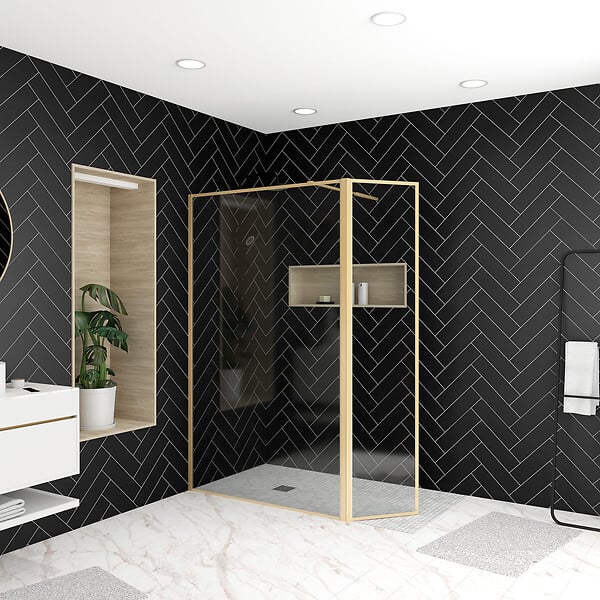 AURLANE - Paroi de douche AURLANE Golden Edge 120+40x200cm volet pivotant - large