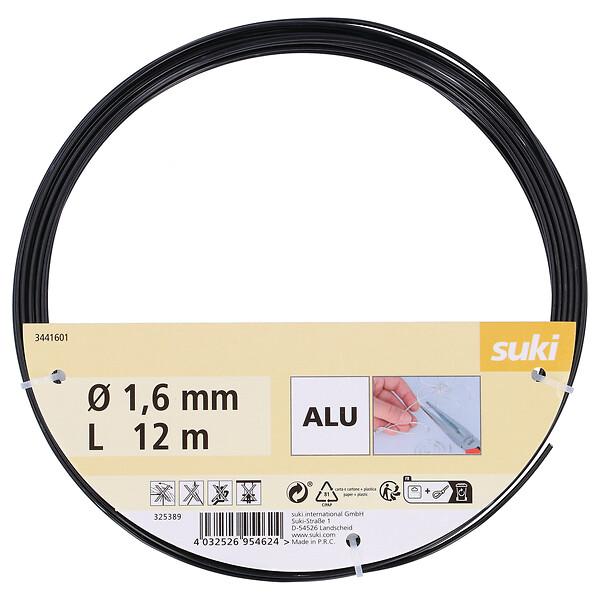 SUKI - fil deco aluminium noir 2mm 12m - large