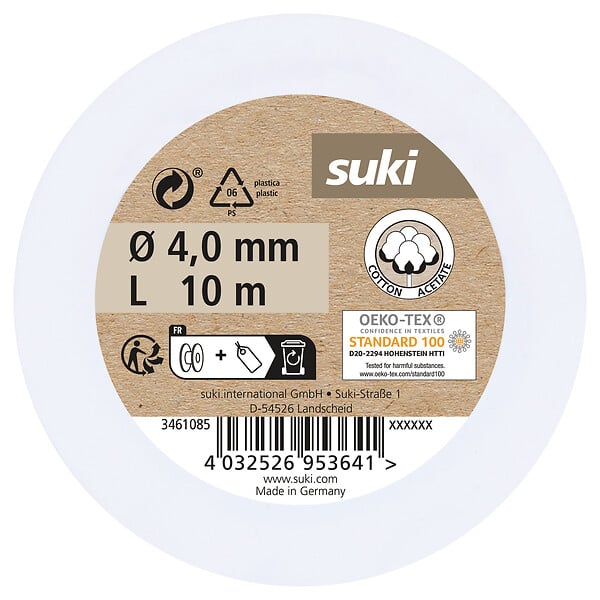 SUKI - corde coton blanc argent 4mm 10m - large