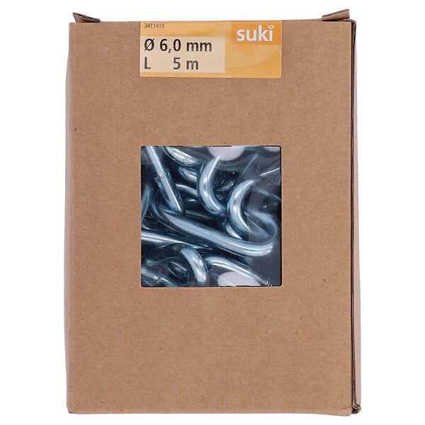 SUKI - chaine soudée maille longue 6mm x 5m acier zingué - large