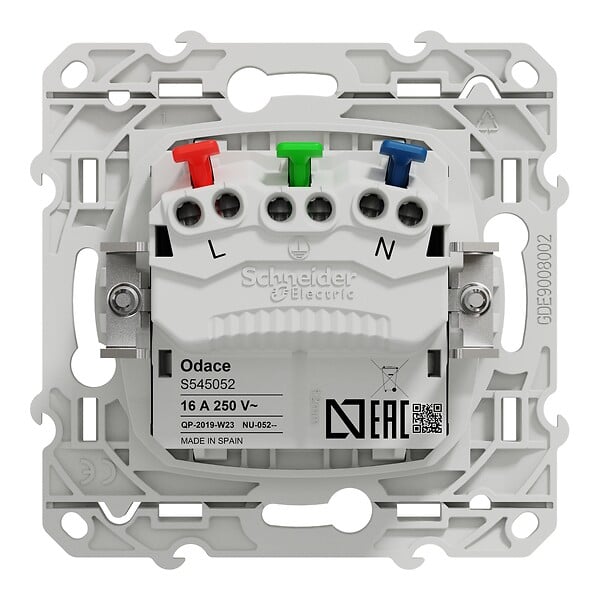 SCHNEIDER ELECTRIC - Odace - prise de courant 2P+T affleurante - Anthracite - large