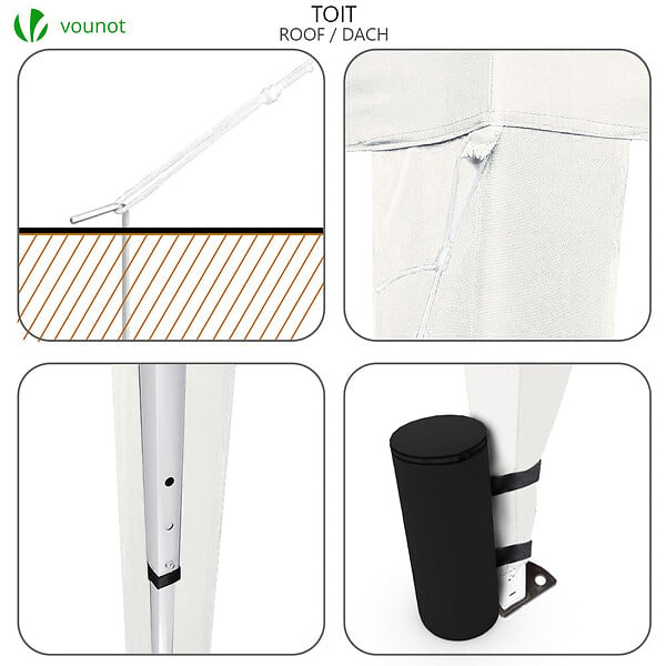VOUNOT - Tonnelle de Jardin 3x3m Pliable avec portes et fenêtres Blanc - large