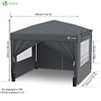 VOUNOT - Tonnelle de Jardin 3x3m Pliable avec portes et fenêtres Gris - vignette