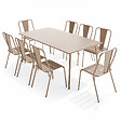 OVIALA - Ensemble table de jardin et 8 chaises bistrot en acier taupe - Palavas - vignette