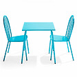 OVIALA - Ensemble table de jardin bistrot et 2 chaises en acier bleu - Palavas - vignette