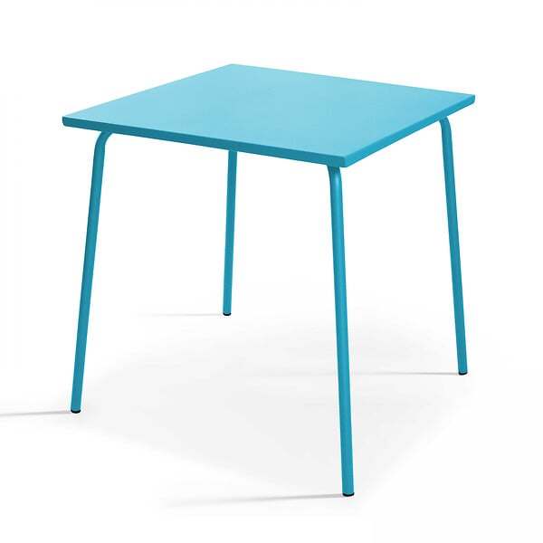 OVIALA - Ensemble table de jardin bistrot et 2 chaises en acier bleu - Palavas - large