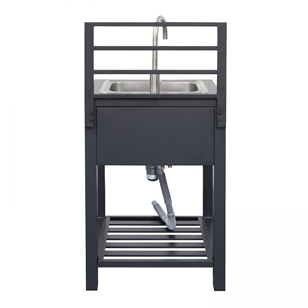 OVIALA - Meuble évier cuisine extérieure aluminium et résine tressée - large