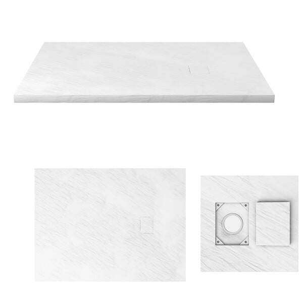 AURLANE - Receveur à poser en materiaux composite SMC - Finition ardoise blanc mat - 90x120 cm - ROCK 2 WHITE - large
