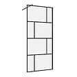 AURLANE - Paroi de douche a l'italienne serigraphie type Briques - 90x195cm - Profile noir mat - verre 5mm - vignette