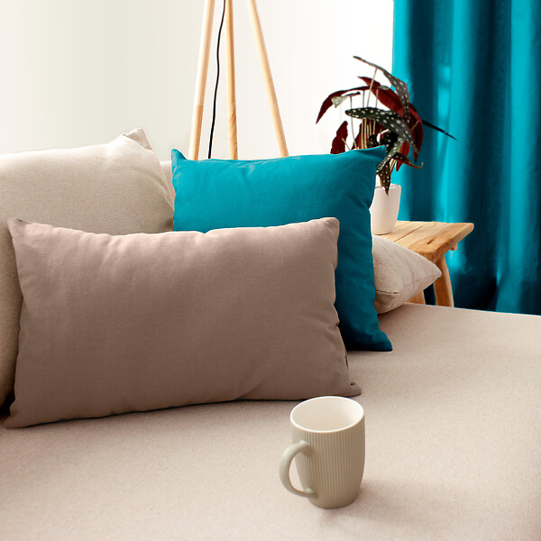 C MA DECO - Coussin déhoussable 40x40cm coloris bleu canard - large