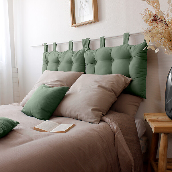 C MA DECO - Tête de lit 70x45cm avec pattes boutonnées coloris argile - large