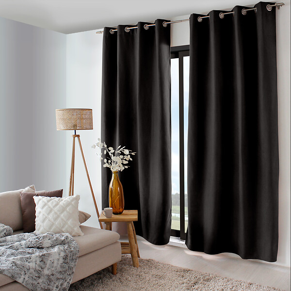 C MA DECO - Rideau thermique - Œillets - Noir - 140x240cm - large