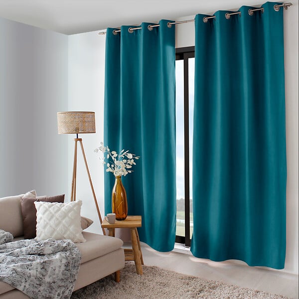 C MA DECO - Rideau thermique - Œillets - Bleu canard - 140x240cm - large
