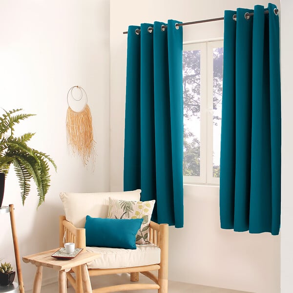 C MA DECO - Rideau occultant 8 oeillets 140x180cm bleu canard - large