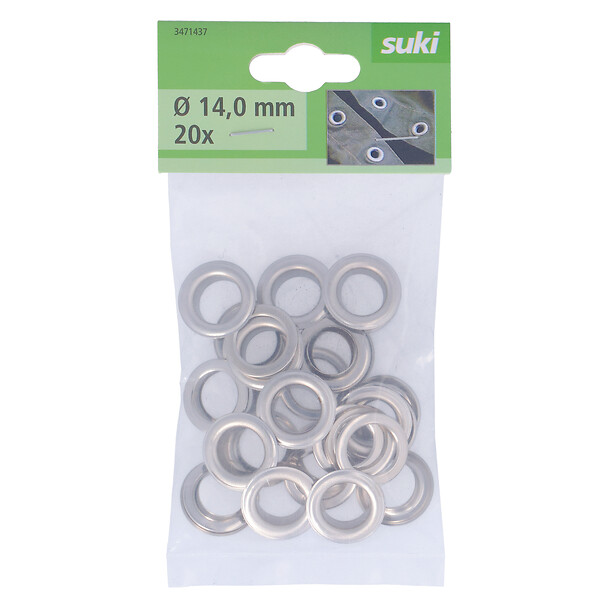 SUKI - oeillets acier nickelé argent 14mm - large