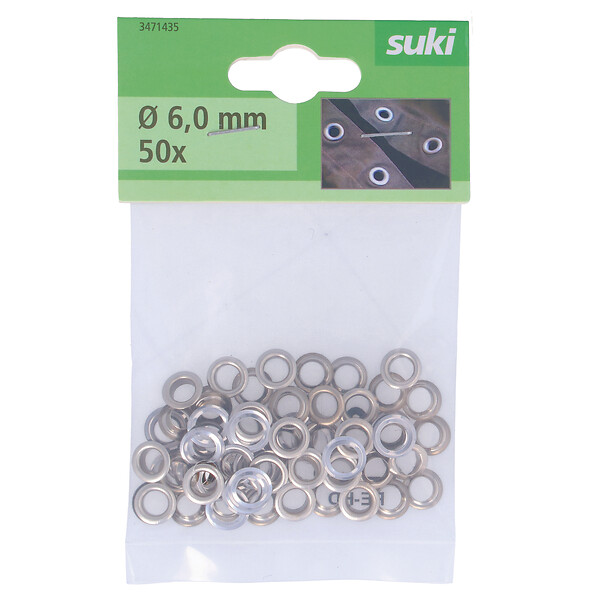 SUKI - oeillets acier nickelé argent 6mm - large