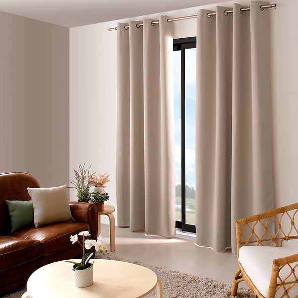 C MA DECO - Rideau occultant 8 oeillets 140x280cm naturel - large