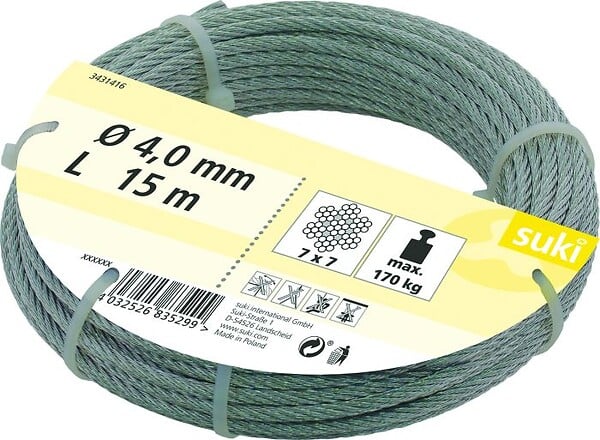 SUKI - Câble acier zingué 4mm 15m - large