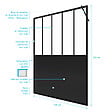 AURLANE - Paroi de douche 140x200 cm type Verriere - Verre trempe et Structure aluminium noir mat - vignette