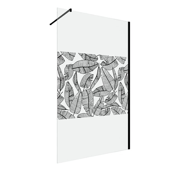 AURLANE - Paroi de Douche 120x195cm Serigraphie Type Jungle - Verre 5mm - Bras de Fixation Redecoupable - large