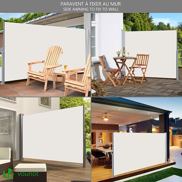 VOUNOT - Paravent retractable avec housse de protection 160x300cm Beige - large