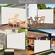 VOUNOT - Paravent retractable avec housse de protection 160x300cm Beige - vignette