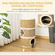 PAWHUT - Arbre à chat cylindrique - tour à griffer pour chat - arbre à chat tour - Tonneau griffoir - 3 niches + plateforme - sisal corde d'algues beige - vignette