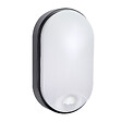 TIBELEC - ALUDRA Hublot ovale noir IP54 LED 12W avec détecteur, couleurs de lumi - vignette