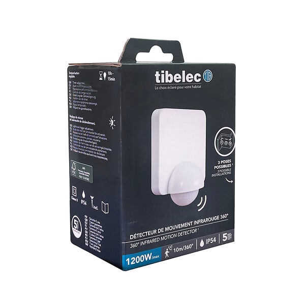 TIBELEC - Détecteur infrarouge multi-pose IP65 - large