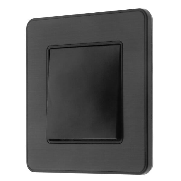 ZENITECH - Bouton poussoir complet 10A - métal Noir brossé - Kouro - Zenitech - large