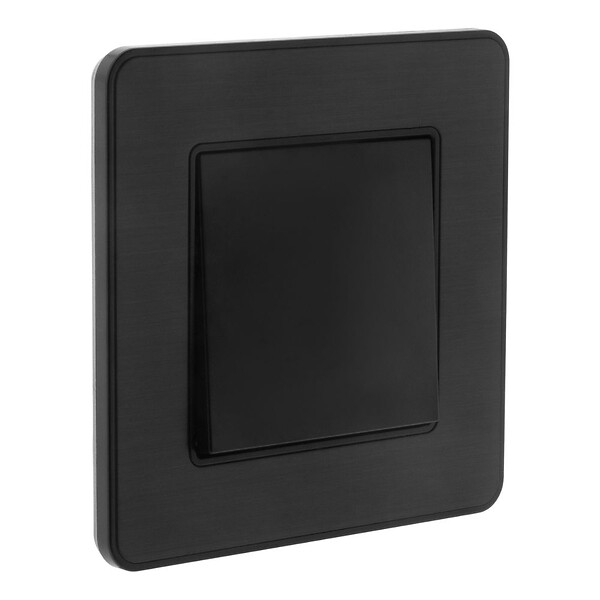 ZENITECH - Interrupteur complet va et vient simple 10A - métal Noir brossé - Kouro - Zenitech - large