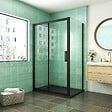 AICA SANITAIRE - AICA cabine de douche coulissante 100x80x195cm porte de douche avec l'amortisseur 100cm cabine de douche Noire en 8mm verre anticalcaire - vignette