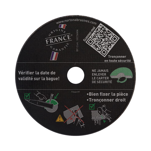NORTON - Disq tronc.fin  plat extreme metal/inox 115 x 1 x 22,22 - large