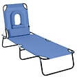 OUTSUNNY - Bain de soleil pliable transat inclinable 4 positions chaise longue de lecture 3 coussins fournis bleu - vignette